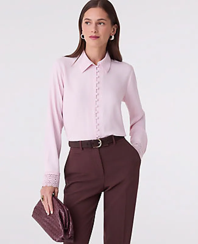 Ann Taylor Petite Modern Lace Trim Blouse sold by Ann Taylor