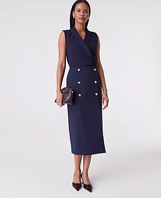 Ann Taylor Petite Ponte Button Wrap Midi Skirt sold by Ann Taylor