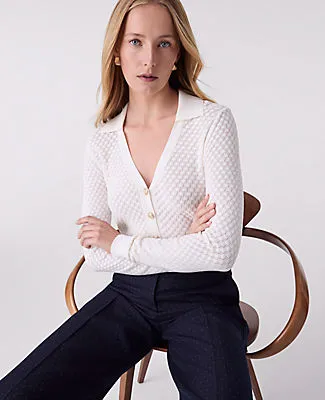 Ann Taylor Pointelle Polo Sweater sold by Ann Taylor