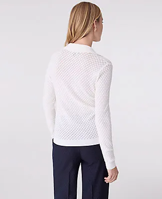 Ann Taylor Pointelle Polo Sweater sold by Ann Taylor product image thumbnail 2