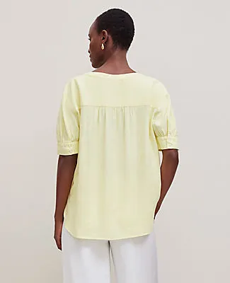 Ann Taylor Petite Half Sleeve Linen Blend Popover Top sold by Ann Taylor product image thumbnail 2