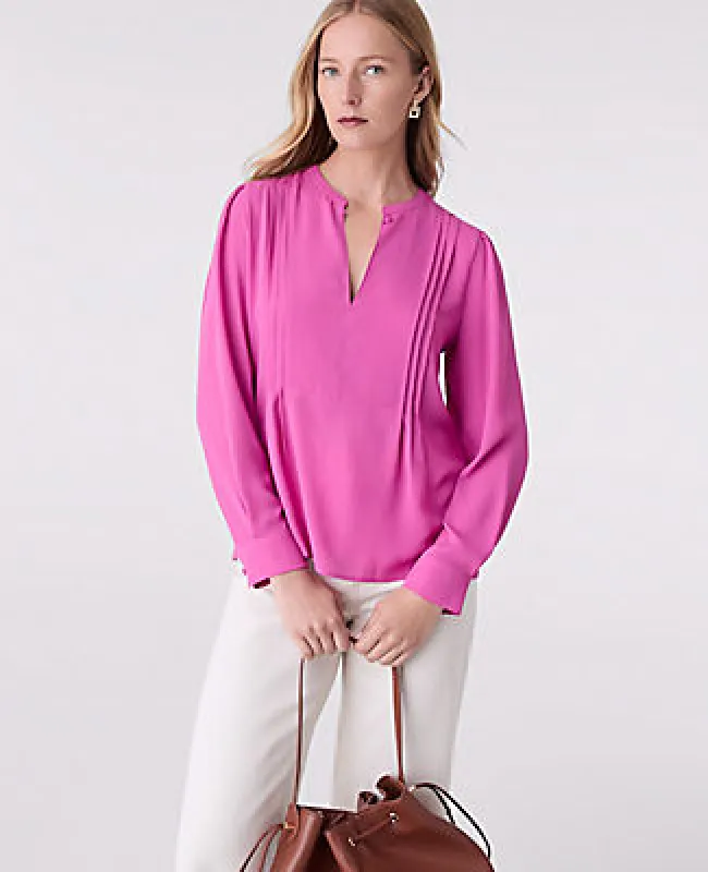 Ann Taylor Mixed Media Pintuck Top sold by Ann Taylor