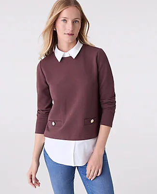 Ann Taylor Petite Layered Mixed Media Top sold by Ann Taylor