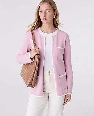 Ann Taylor Contrast Trim Sweater Jacket sold by Ann Taylor