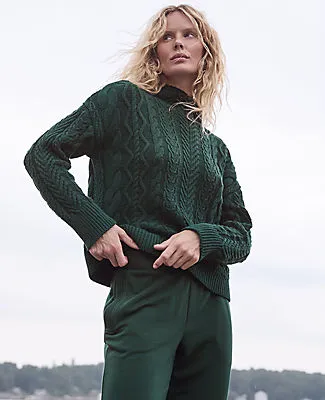 Ann Taylor Haven Well Within Organic Cotton Cable Mock Neck Sweater sold by Ann Taylor product image thumbnail 2