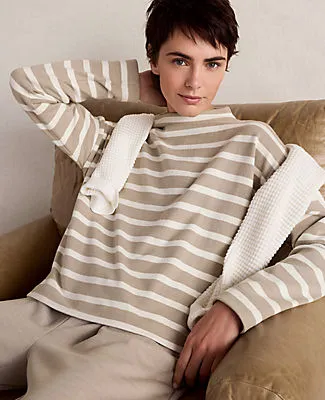Ann Taylor Haven Well Within Organic Cotton Funnel Neck Striped Pullover sold by Ann Taylor product image thumbnail 4