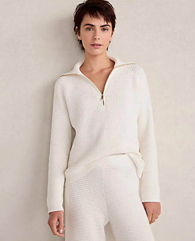 Ann Taylor Haven Well Within Organic Cotton Cashmere Waffle Pullover sold by Ann Taylor