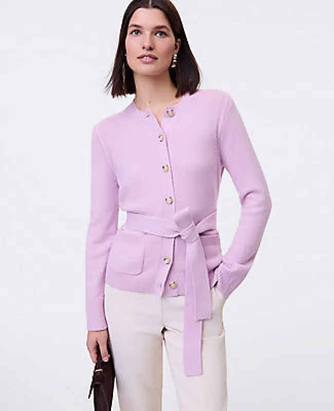 Ann Taylor Belted Crew Neck Cardigan sold by Ann Taylor