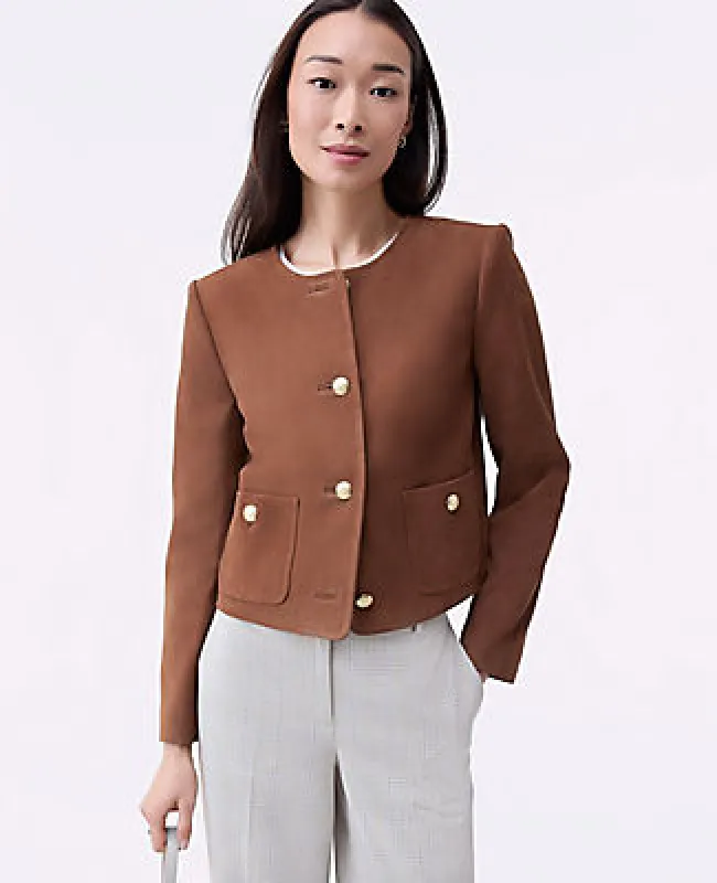 Ann Taylor The Crew Neck Jacket in Suede sold by Ann Taylor