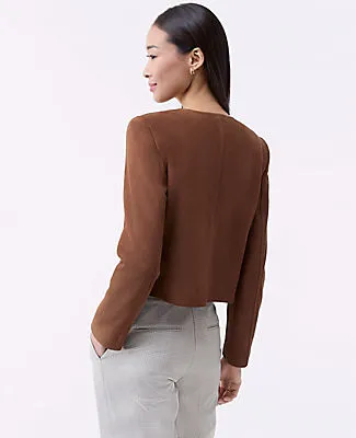 Ann Taylor The Crew Neck Jacket in Suede sold by Ann Taylor product image thumbnail 2