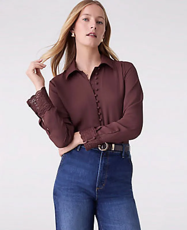 Ann Taylor Modern Lace Trim Blouse sold by Ann Taylor