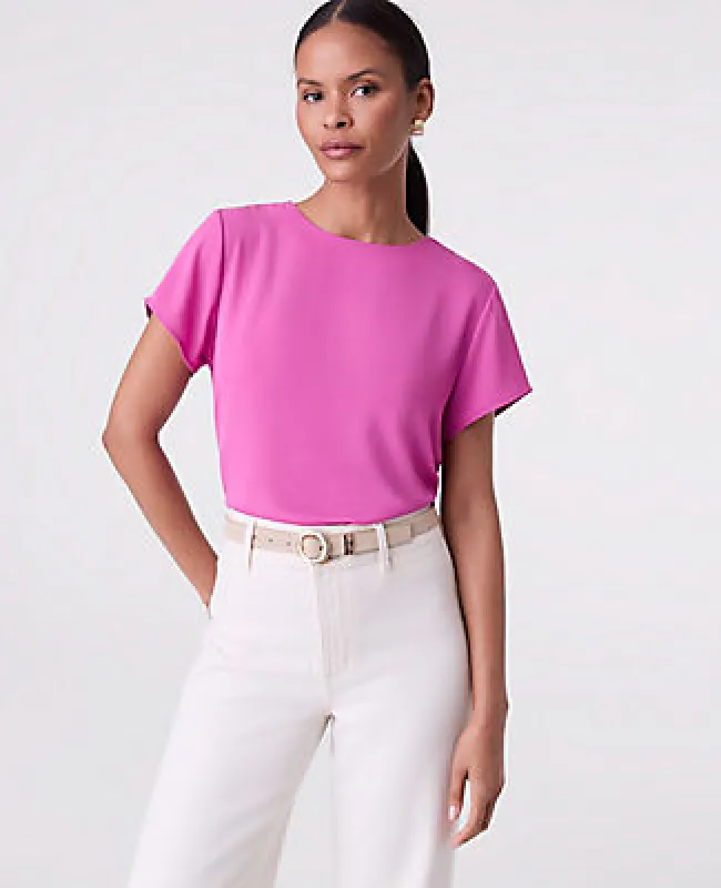 Ann Taylor Petite Mixed Media Crew Neck Tee sold by Ann Taylor