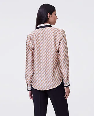 Ann Taylor Geo Satin Button Down Shirt sold by Ann Taylor product image thumbnail 2