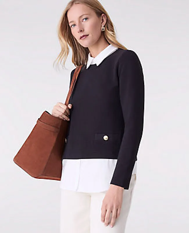 Ann Taylor Petite Layered Mixed Media Top sold by Ann Taylor