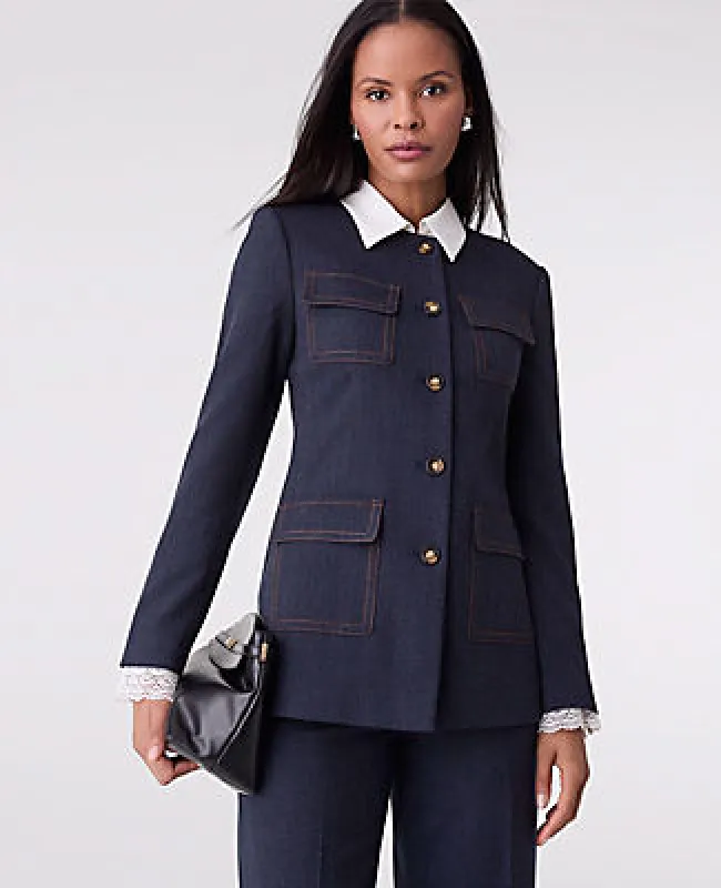 Ann Taylor The Long Crew Neck Jacket in Denim sold by Ann Taylor