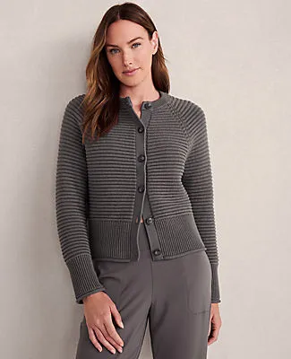Ann Taylor Haven Well Within Organic Cotton Horizontal Stitch Cardigan sold by Ann Taylor