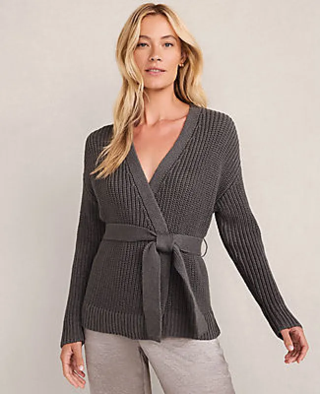 Ann Taylor Haven Well Within Cotton Blend Lurex Belted Cardigan sold by Ann Taylor
