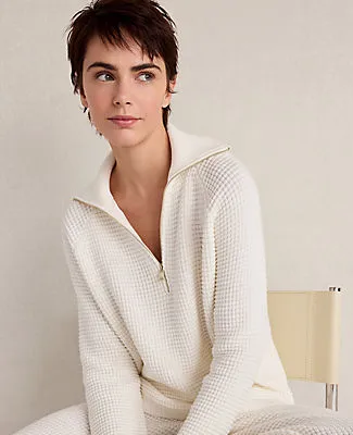 Ann Taylor Haven Well Within Organic Cotton Cashmere Waffle Pullover sold by Ann Taylor product image thumbnail 3