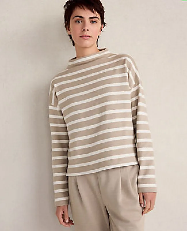 Ann Taylor Haven Well Within Organic Cotton Funnel Neck Striped Pullover sold by Ann Taylor