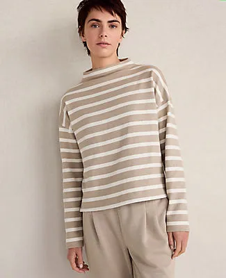 Ann Taylor Haven Well Within Organic Cotton Funnel Neck Striped Pullover sold by Ann Taylor