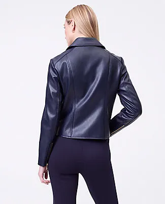 Ann Taylor Weekend Collection Fitted Moto Jacket in Faux Leather sold by Ann Taylor product image thumbnail 2
