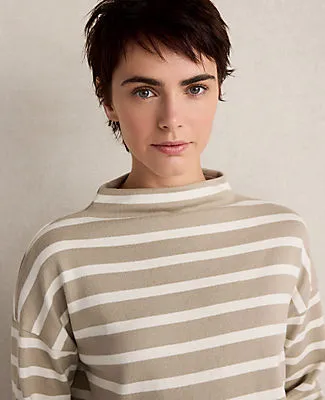Ann Taylor Haven Well Within Organic Cotton Funnel Neck Striped Pullover sold by Ann Taylor product image thumbnail 2