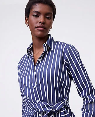 Ann Taylor Striped Tie Waist Button Down Shirt sold by Ann Taylor product image thumbnail 3