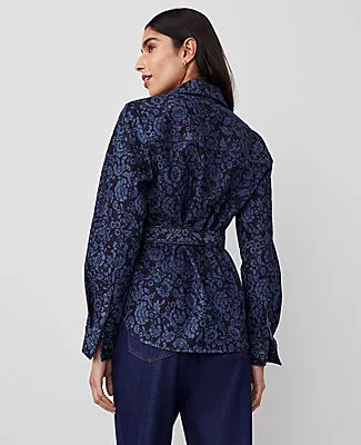 Ann Taylor Floral Flared Denim Shirt sold by Ann Taylor product image thumbnail 3