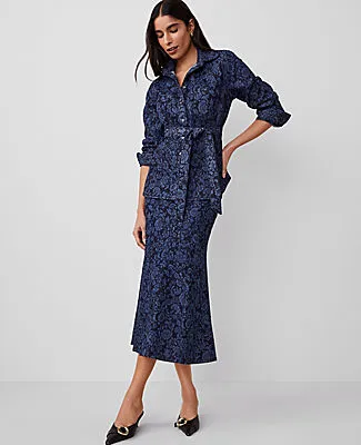 Ann Taylor Floral Flared Denim Shirt sold by Ann Taylor product image thumbnail 4