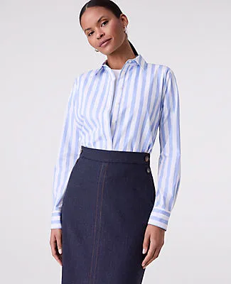 Ann Taylor Petite Striped Relaxed Perfect Shirt sold by Ann Taylor product image thumbnail 3