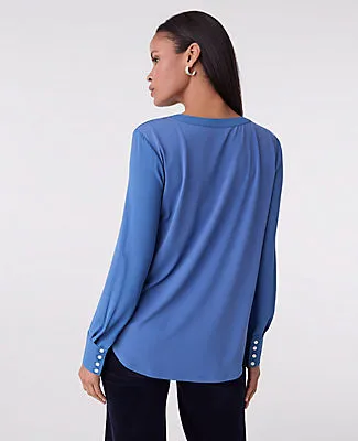 Ann Taylor Mixed Media Pleat Front Top sold by Ann Taylor product image thumbnail 2