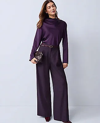 Ann Taylor Studio Collection Belted Wide-Leg Pant in Plaid sold by Ann Taylor product image thumbnail 5