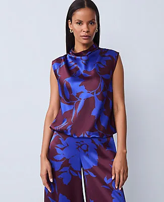 Ann Taylor Studio Collection Silk Floral Cowl Neck Shell Top sold by Ann Taylor