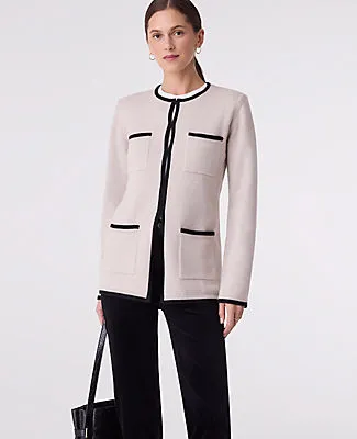 Ann Taylor Contrast Trim Sweater Jacket sold by Ann Taylor