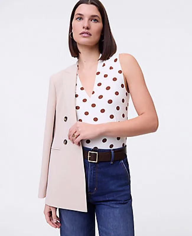 Ann Taylor Dotted Sleeveless V-Neck Top sold by Ann Taylor
