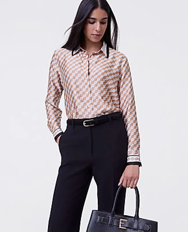 Ann Taylor Geo Satin Button Down Shirt sold by Ann Taylor