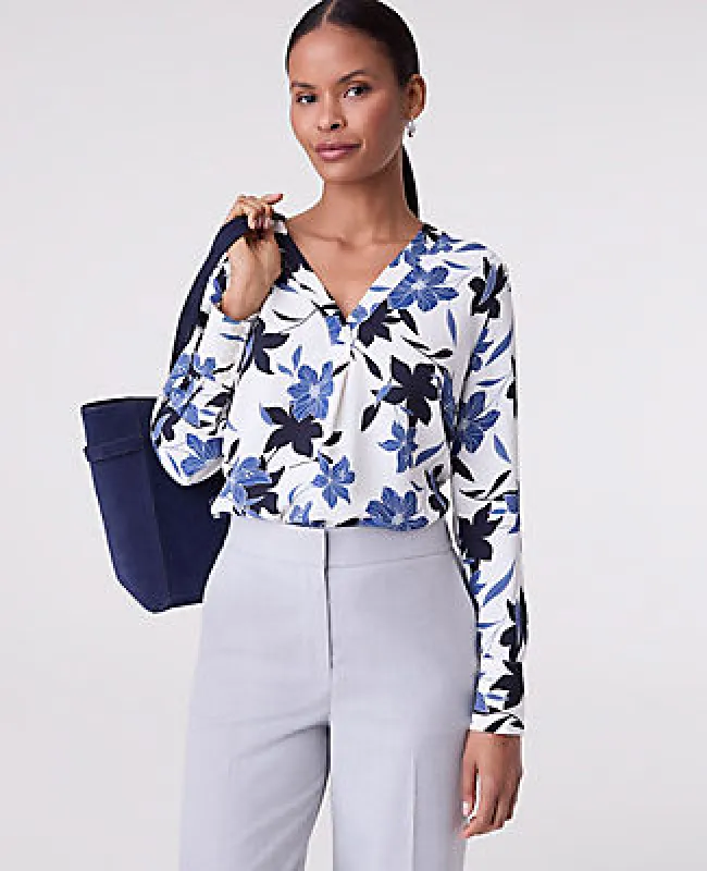 Ann Taylor Petite Floral Pleat Front Top sold by Ann Taylor