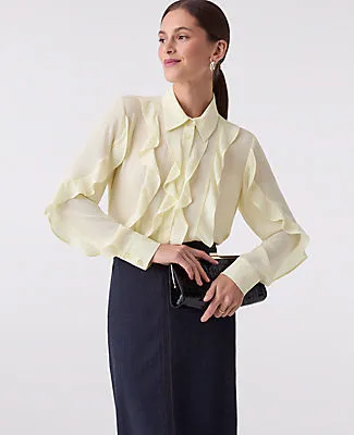 Ann Taylor Petite Ruffle Button Down Shirt sold by Ann Taylor