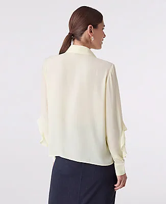 Ann Taylor Petite Ruffle Button Down Shirt sold by Ann Taylor product image thumbnail 2