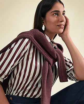 Ann Taylor Petite Striped Relaxed Perfect Shirt sold by Ann Taylor product image thumbnail 4