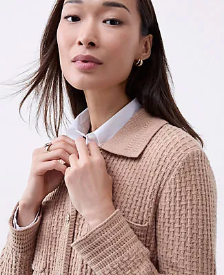 Ann Taylor Collared Sweater Jacket sold by Ann Taylor product image thumbnail 3