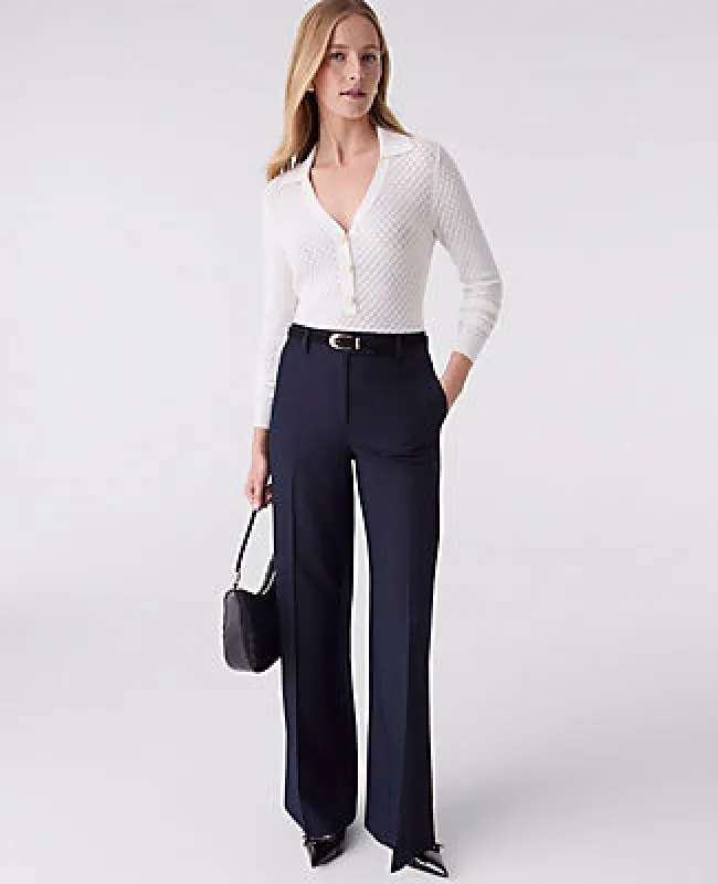 Ann Taylor The Petite Dotted Wide-Leg Flare Trouser sold by Ann Taylor