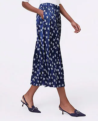 Ann Taylor Floral Satin Pleated Midi Skirt sold by Ann Taylor product image thumbnail 2