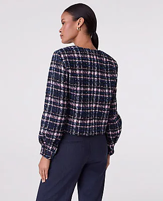 Ann Taylor The Petite Crew Neck Jacket in Plaid Tweed sold by Ann Taylor product image thumbnail 2