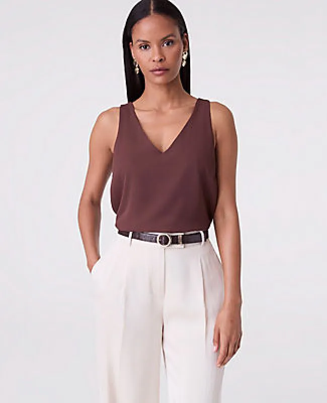 Ann Taylor Mixed Media V-Neck Shell Top sold by Ann Taylor