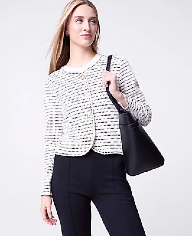Ann Taylor Weekend Collection Striped Knit Jacket sold by Ann Taylor