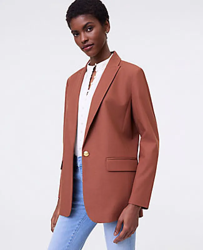 Ann Taylor The Longline Blazer in Bi-Stretch Twill sold by Ann Taylor