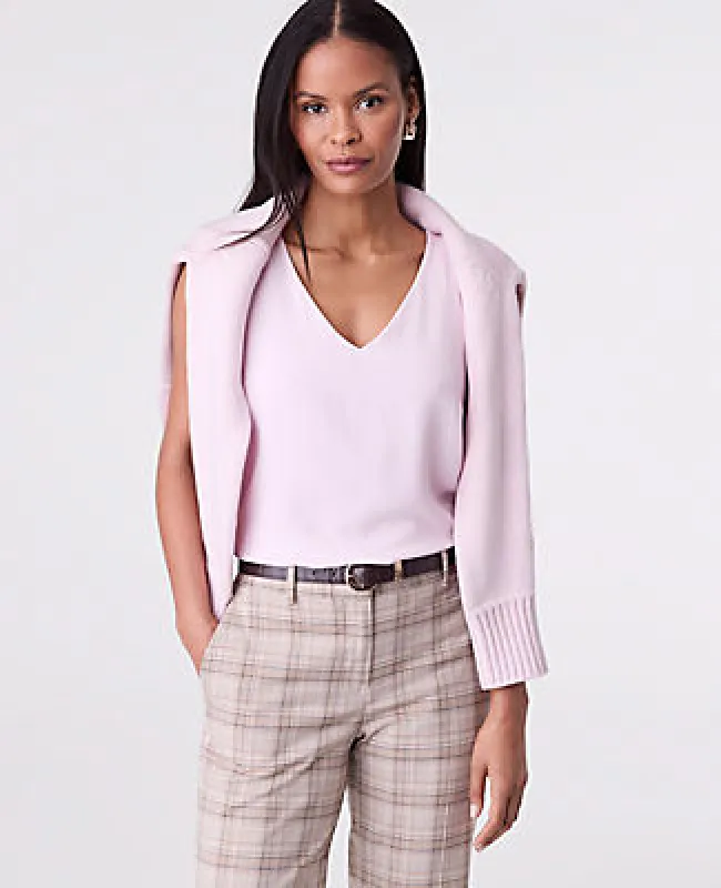 Ann Taylor Mixed Media V-Neck Shell Top sold by Ann Taylor