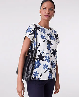 Ann Taylor Floral Mixed Media Crew Neck Tee sold by Ann Taylor