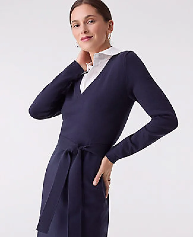 Ann Taylor Petite Layered Belted Sweater Midi Dress sold by Ann Taylor
